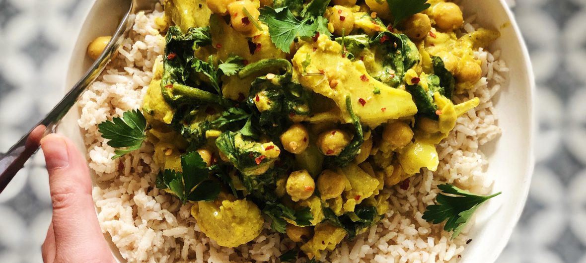 cauliflower, chickpea and spinach curry