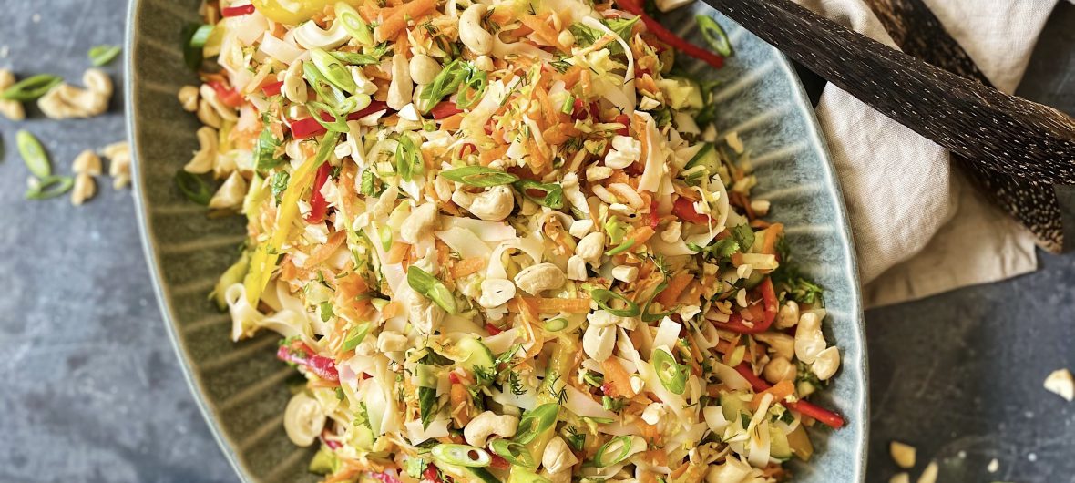 Rainbow rice noodle salad